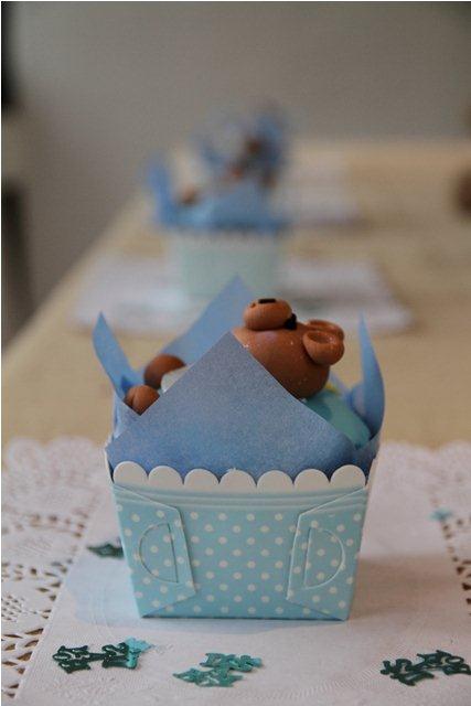 teddy bear cupcakes for a boy baby shower